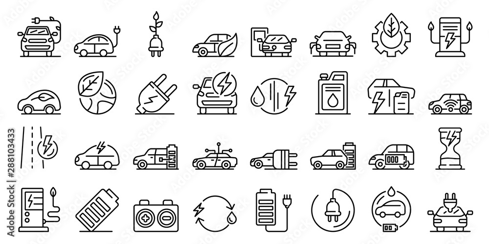 Hybrid icons set. Outline set of hybrid vector icons for web design isolated on white background