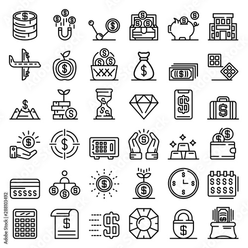 Millionaire icons set. Outline set of millionaire vector icons for web design isolated on white background