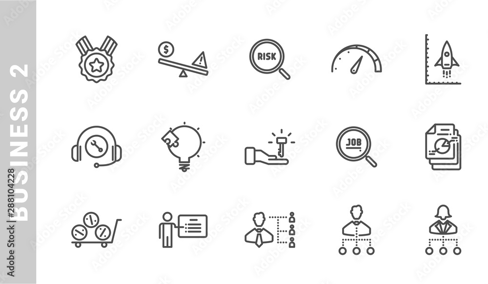 business 2 icon set. Outline Style. each made in 64x64 pixel