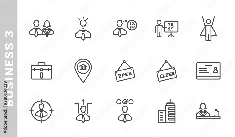 business 3 icon set. Outline Style. each made in 64x64 pixel business 3 icon set. Outline Style. each made in 64x64 pixel