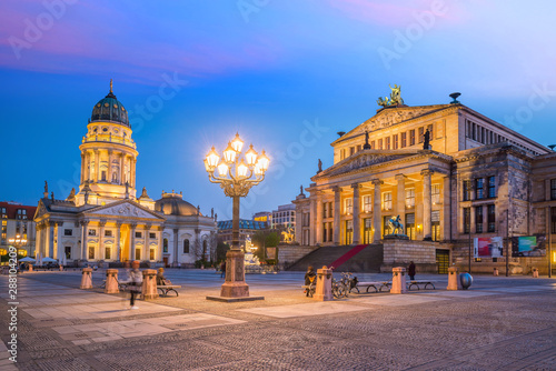 Panoramic view of famous Gendarmenmarkt square  at sunset in Berlin © f11photo