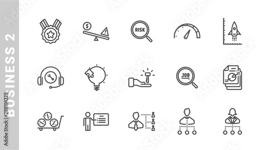 business 2 icon set. Outline Style. each made in 64x64 pixel