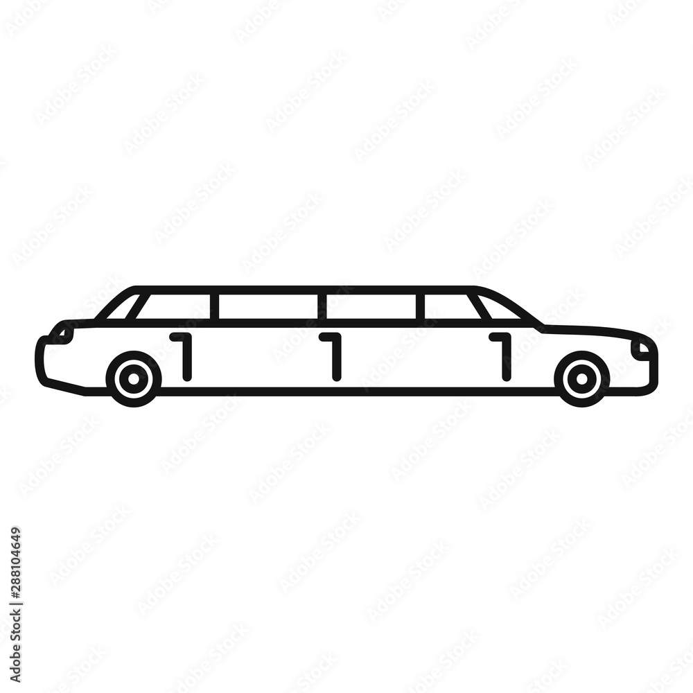 Limousine icon. Outline limousine vector icon for web design isolated on white background