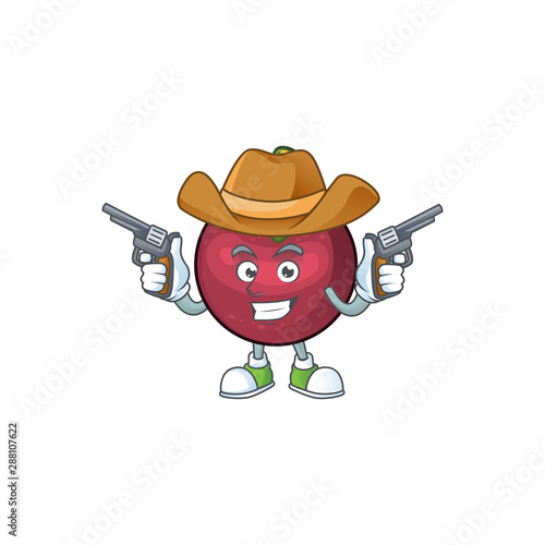 Cowboy character sweet mangosteen isolated on cartoon