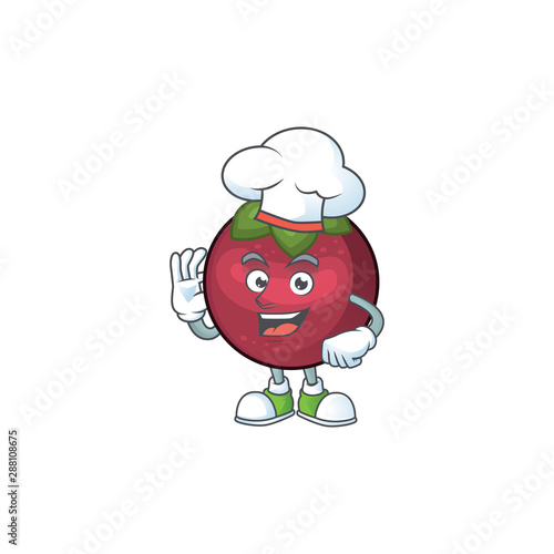 Chef fruit mangosteen cartoon character for health