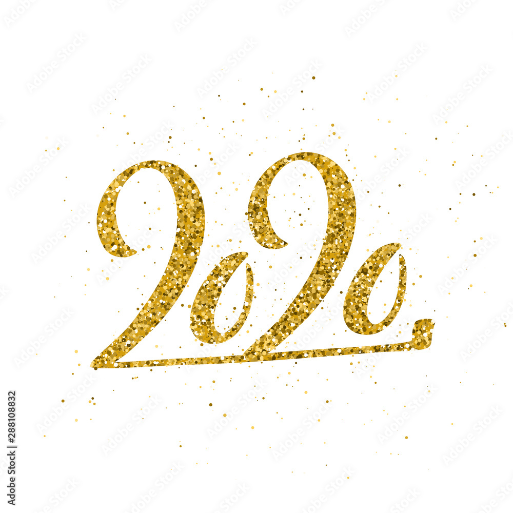 Happy New Year 2020 poster with hand drawn lettering. Happy New Year 2020 poster with hand drawn lettering.