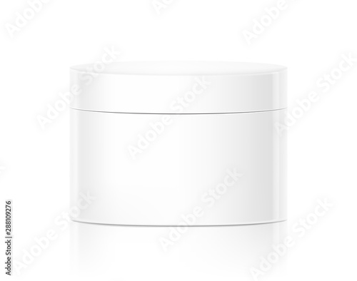 Blank cosmetic package container for creme. Vector illustration isolated on white background. Can be use for your design, advertising, promo and etc. EPS10.