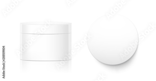 Blank cosmetic package container for creme. Vector illustration isolated on white background. Can be use for your design, advertising, promo and etc. EPS10.