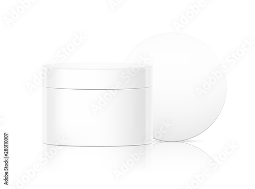 Blank cosmetic package container for creme. Vector illustration isolated on white background. Can be use for your design, advertising, promo and etc. EPS10.