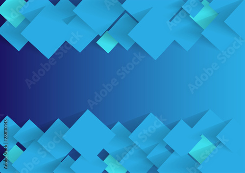 abstract square blank paper blue vector background, rectangle overlapping with shadow modern concept, space for text or message web and book design