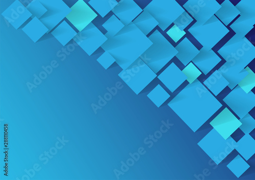 abstract square blank paper blue vector background, rectangle overlapping with shadow modern concept, space for text or message web and book design