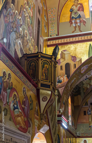 The interior of the Greek Orthodox Monastery of the Transfiguration located on Mount Tavor near Nazareth in Israel © svarshik