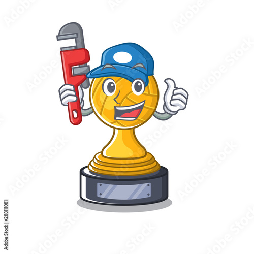 Plumber volleyball trophy cartoon displayed above character table