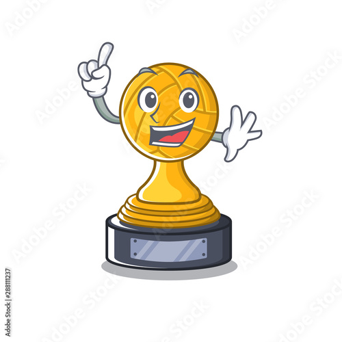 Finger volleyball trophy cartoon displayed above character table
