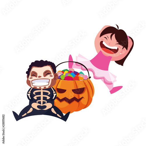 kids in halloween costumes image © djvstock