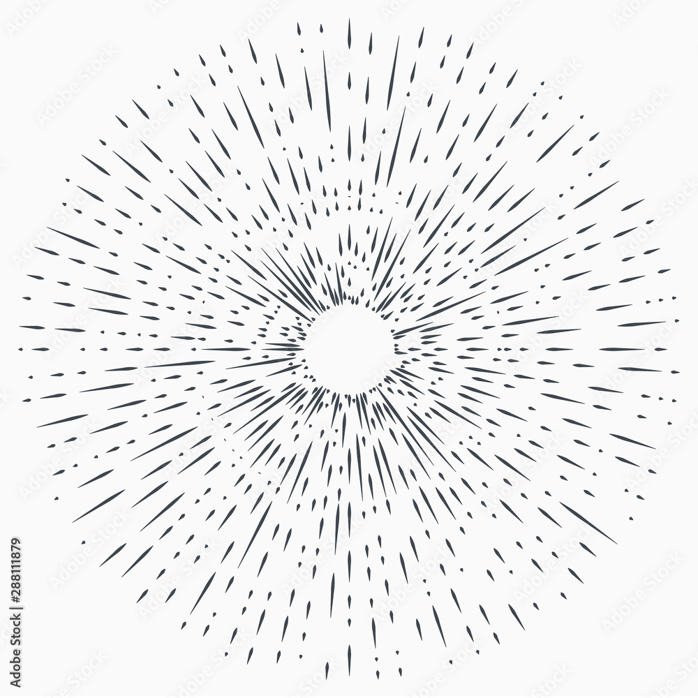 Obraz premium Sun burst, star burst sunshine. Radiating from the center of thin beams, lines.