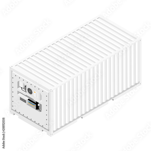 Refrigerated container isometric view isolated on white background.