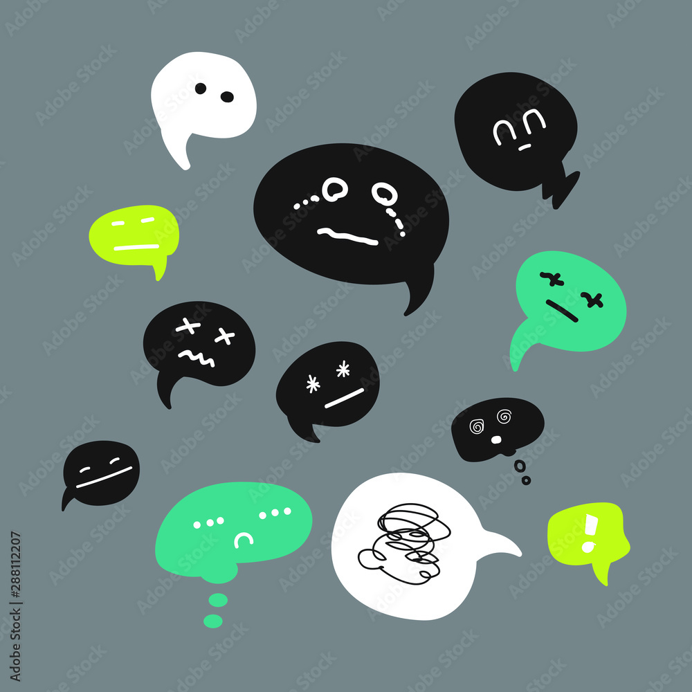 Variety Sad face with tear sign icon. Crying chat symbol. Speech bubble. Variety Sad face with tear sign icon. Crying chat symbol. Speech bubble.
