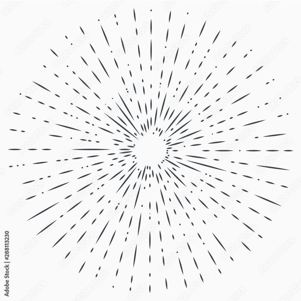 Sun burst, star burst sunshine. Radiating from the center of thin beams, lines. Sun burst, star burst sunshine. Radiating from the center of thin beams, lines.