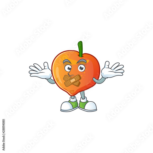 Silent sweet nectarine character maskot of cartoon style