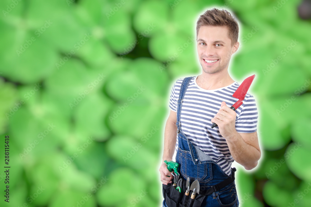 Young attractive gardener. Hobbies and work. Young attractive gardener. Hobbies and work.