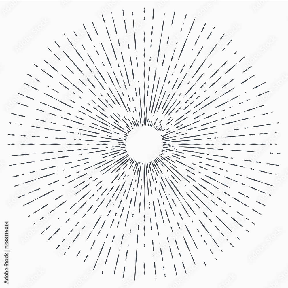 Fototapeta premium Sun burst, star burst sunshine. Radiating from the center of thin beams, lines.