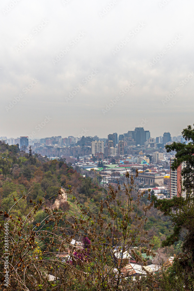 Fototapeta premium View of Santiago from San Cristobal Hill in Chile