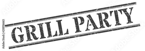 grill party stamp. grill party square grunge sign. grill party