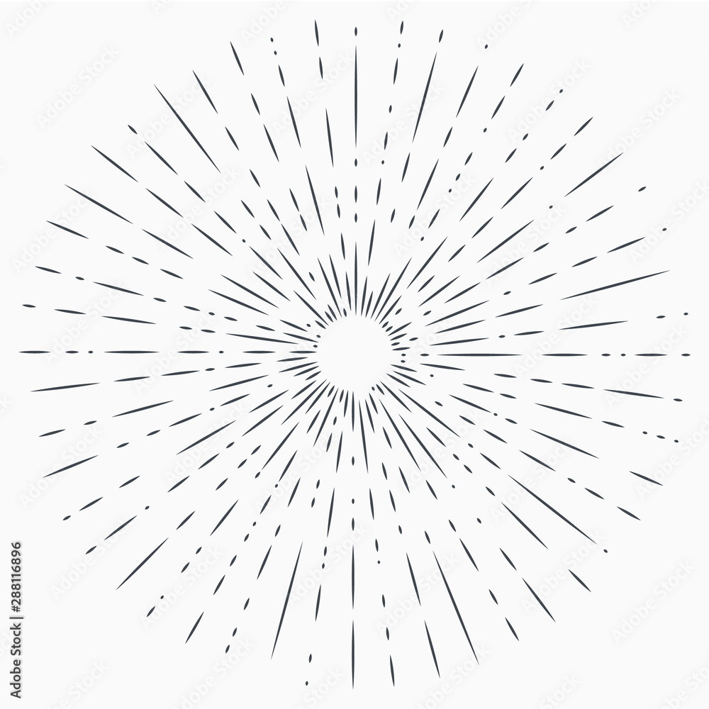Obraz premium Sun burst, star burst sunshine. Radiating from the center of thin beams, lines.