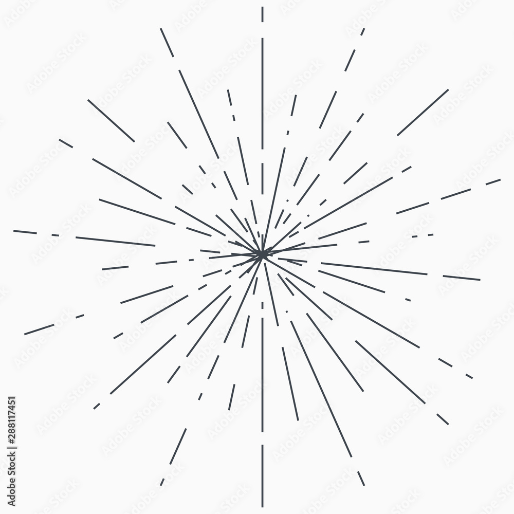 Obraz premium Sun burst, star burst sunshine. Radiating from the center of thin beams, lines.