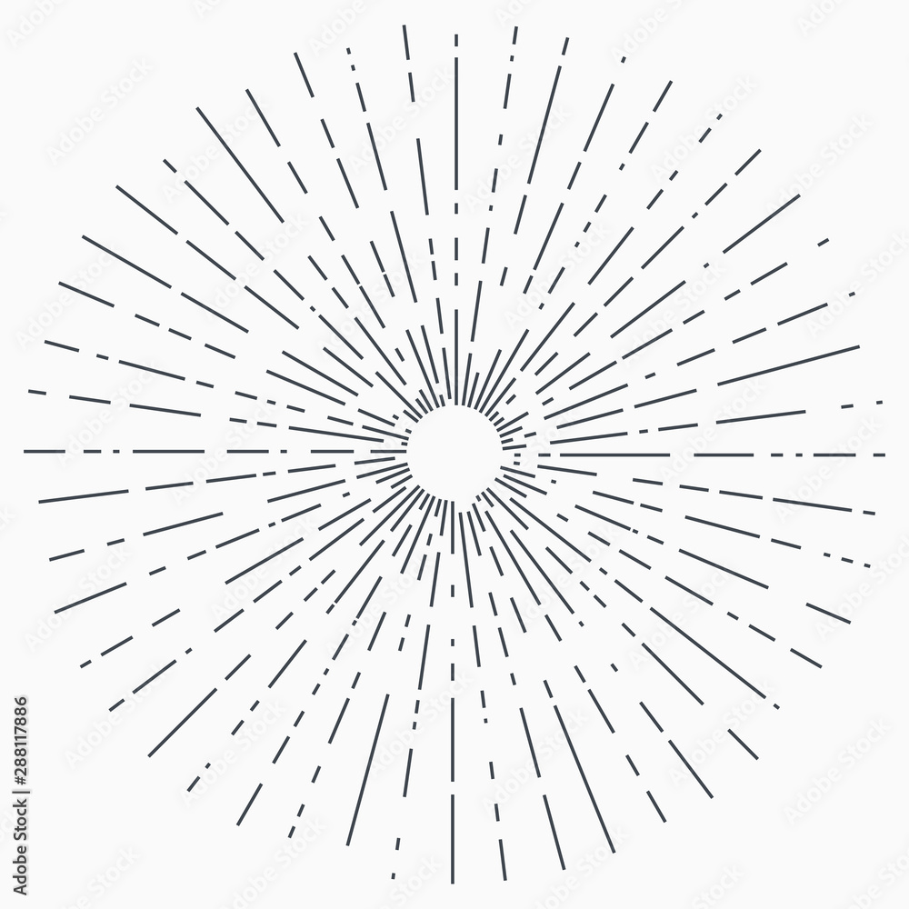 Obraz premium Sun burst, star burst sunshine. Radiating from the center of thin beams, lines.