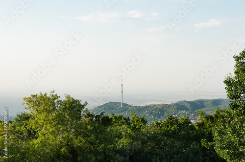 The city television tower of Almaty is located on a small hill not far from the city.