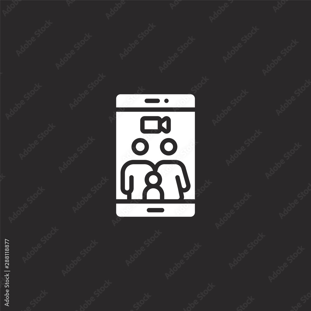 video call icon. Filled video call icon for website design and mobile, app  development. video call icon from filled family collection isolated on  black background. Stock Vector | Adobe Stock