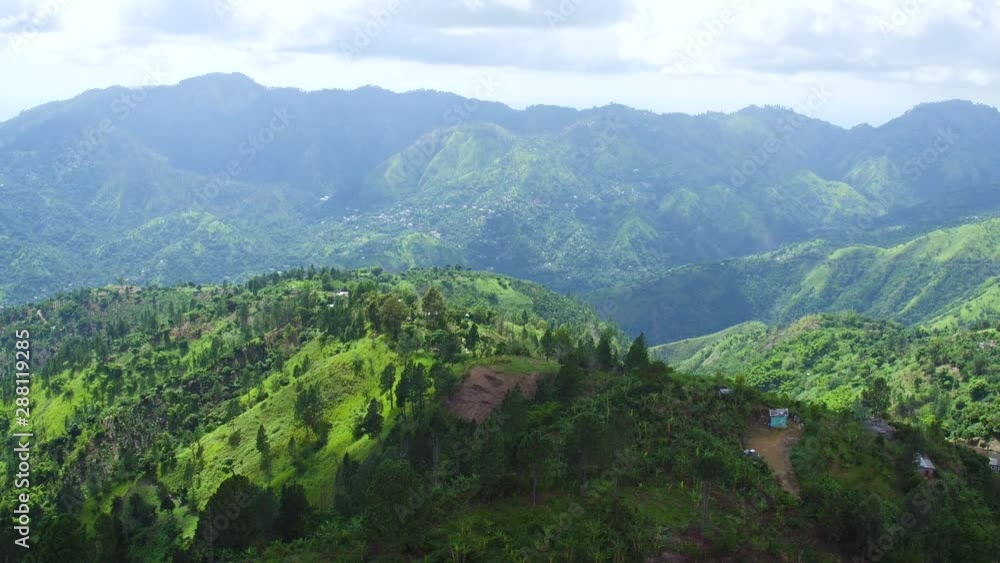 An aerial view of the Blue Mountains in Jamaica, looking towards Portland Parish and Saint Thomas parish. An aerial view of the Blue Mountains in Jamaica, looking towards Portland Parish and Saint Thomas parish.