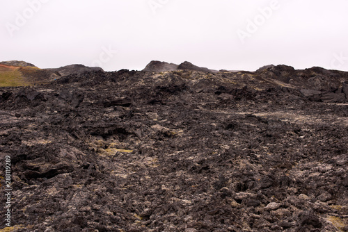 Exotic landscape in the geothermal valley Leirhnjukur. Myvatn region, North part of Iceland, Europe.