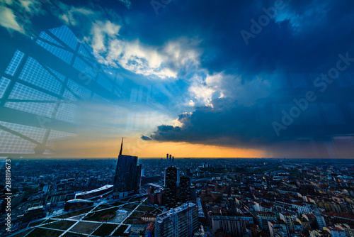 Milano dall'alto, grattacieli di Porta Nuova Garibaldi  photo