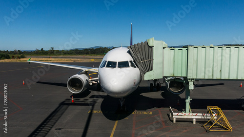 A airplane in Valdivia airport. Pichoy Airport is an airport located in the commune of Mariquina, Chile, 23 kilometers northeast of Valdivia.