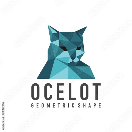 geometric ocelot logo - vector illustration on a light background photo