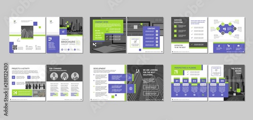 Brochure creative design. Multipurpose template with cover, back and inside pages. Trendy minimalist flat geometric design. Square format.