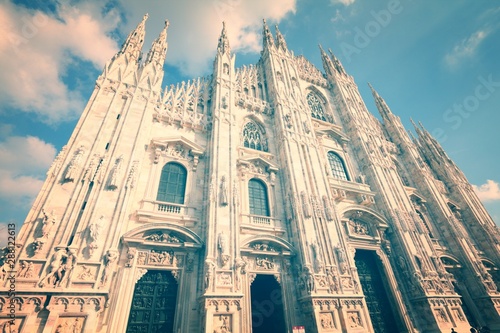 Milan Cathedral. Italian landmark. Vintage filtered color style. photo