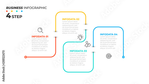Timeline infographic thin line design with icons. Template for graph, diagram, presentations. Business concept with 4 options. Vector illustration.