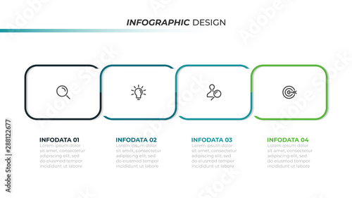 Vector business infographic. Timeline with 4 steps or options and marketing icons. Can be used for workflow layout, diagram, annual report, web design and presentations.