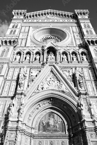 Santa Maria del Fiore, Florence. Black and white vintage style.
