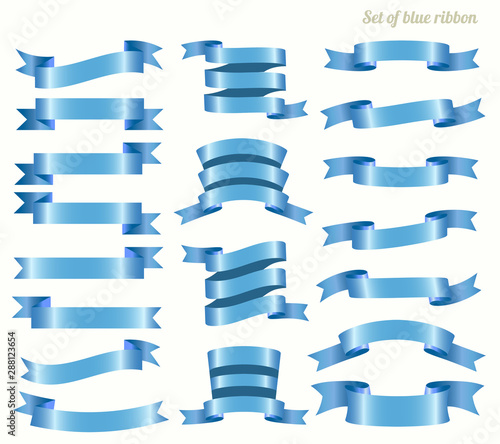 Set of blue ribbon or banner .Vector design blue ribbons and gradient.