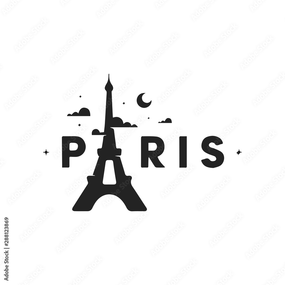Eiffel Tower Logo Monochrome Design Style Stock Vector