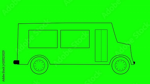 School bus wireframe looped animation, back to school concept photo