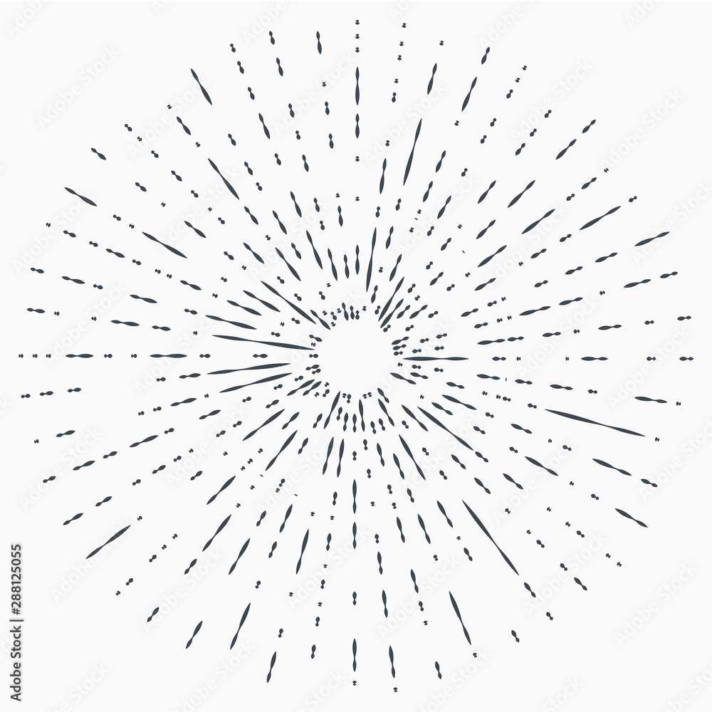 Obraz premium Vintage Sunburst Explosion Handdrawn Design Element Fireworks Black Rays