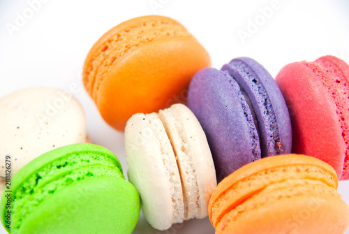 Colorful macaroon on white background