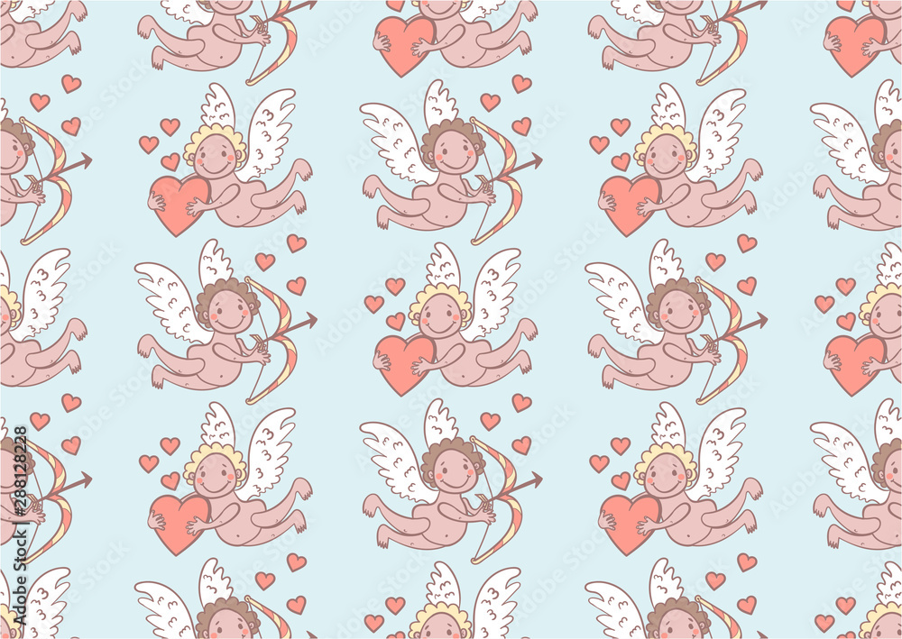 seamless patern with angel hearts and bow seamless patern with angel hearts and bow