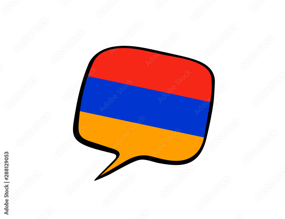 Speech bubble with the flag of Armenia on the white background. Vector illustration Speech bubble with the flag of Armenia on the white background. Vector illustration